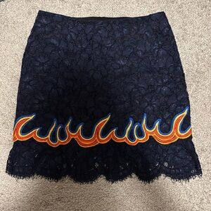 SANDRO Lace & Flame Fire Navy Skirt Size 2 Medium
